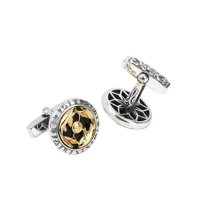 Astrology Pisces twelve constellations series 925 silver cufflinks MM2221S