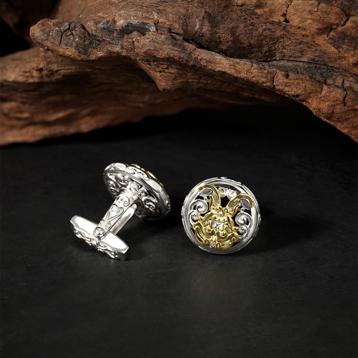 Bogu Pattern Series Mao Rabbit Cufflinks Twelve Zodiac Signs MM2317