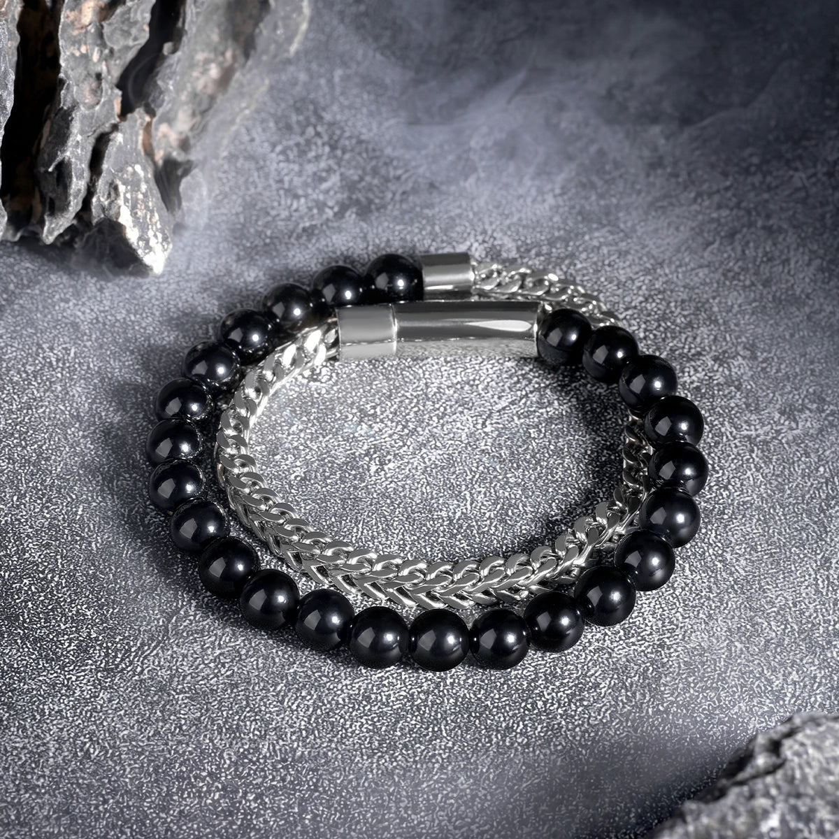 Tiger's Eye with Titanium Steel Bracelet MBR-2107235