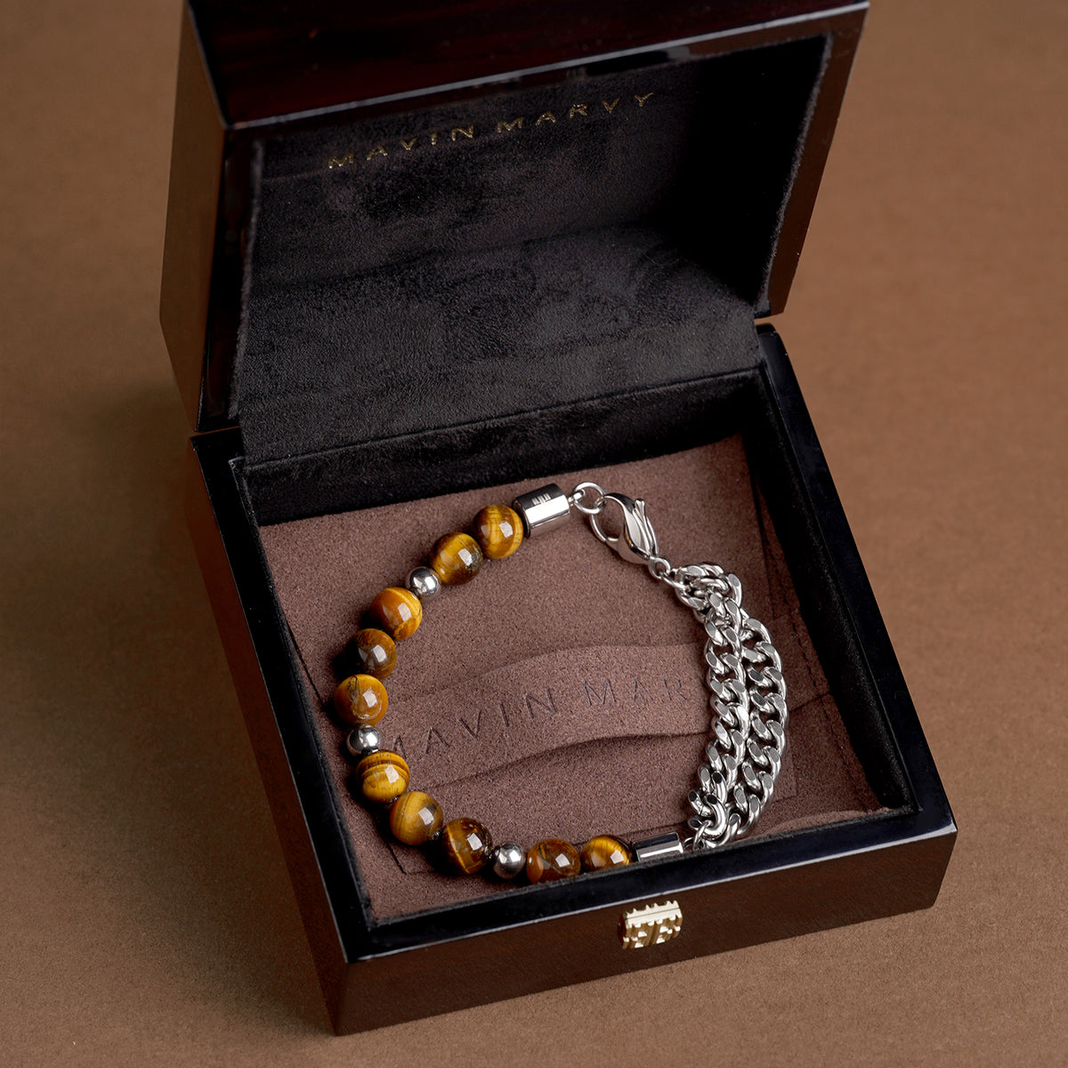 Tiger's Eye with Titanium Steel Bracelet MBR-2107231