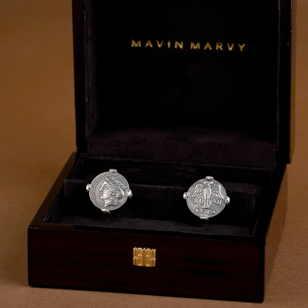 925 silver series Tika, the goddess of destiny, silver coin style cufflinks MM2204S
