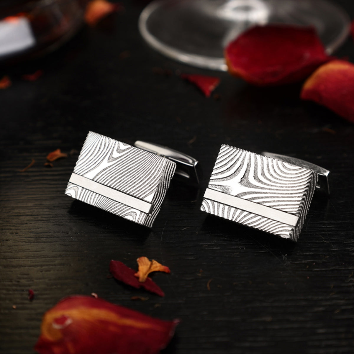 DAMASCUS STEEL Cufflinks - MM-DS01. Unparalleled Elegance
