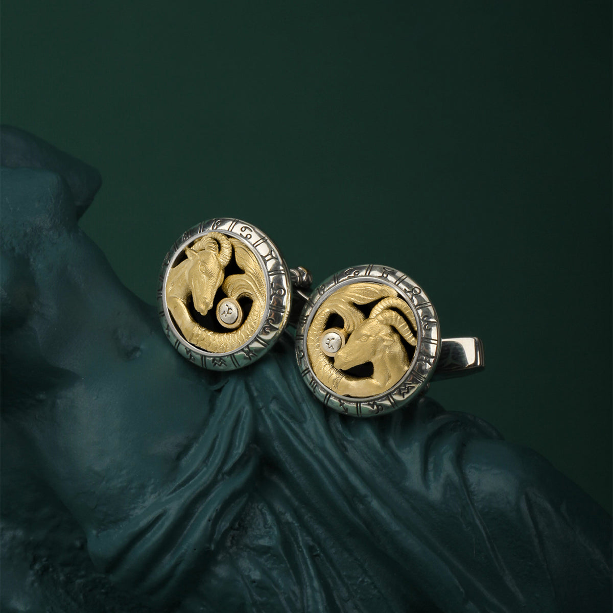 Astrology Capricorn twelve constellations series 925 silver cufflinks MM2305S