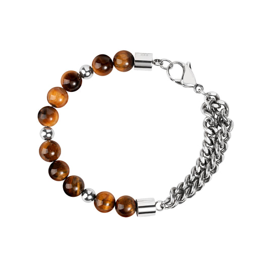 Tiger's Eye with Titanium Steel Bracelet MBR-2107231